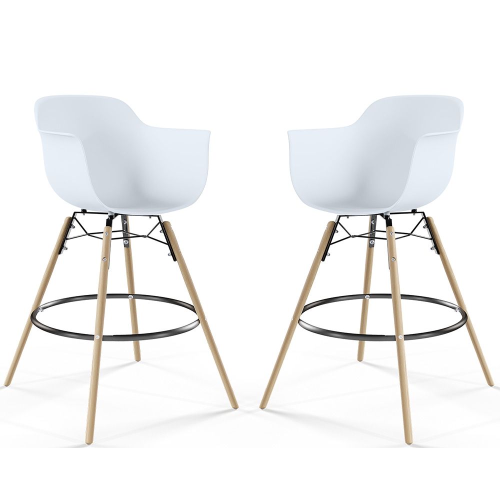 Banco de Bar - Design Escandinavo - Pernas de Madeira - Pack de 2 - Nordika image 8