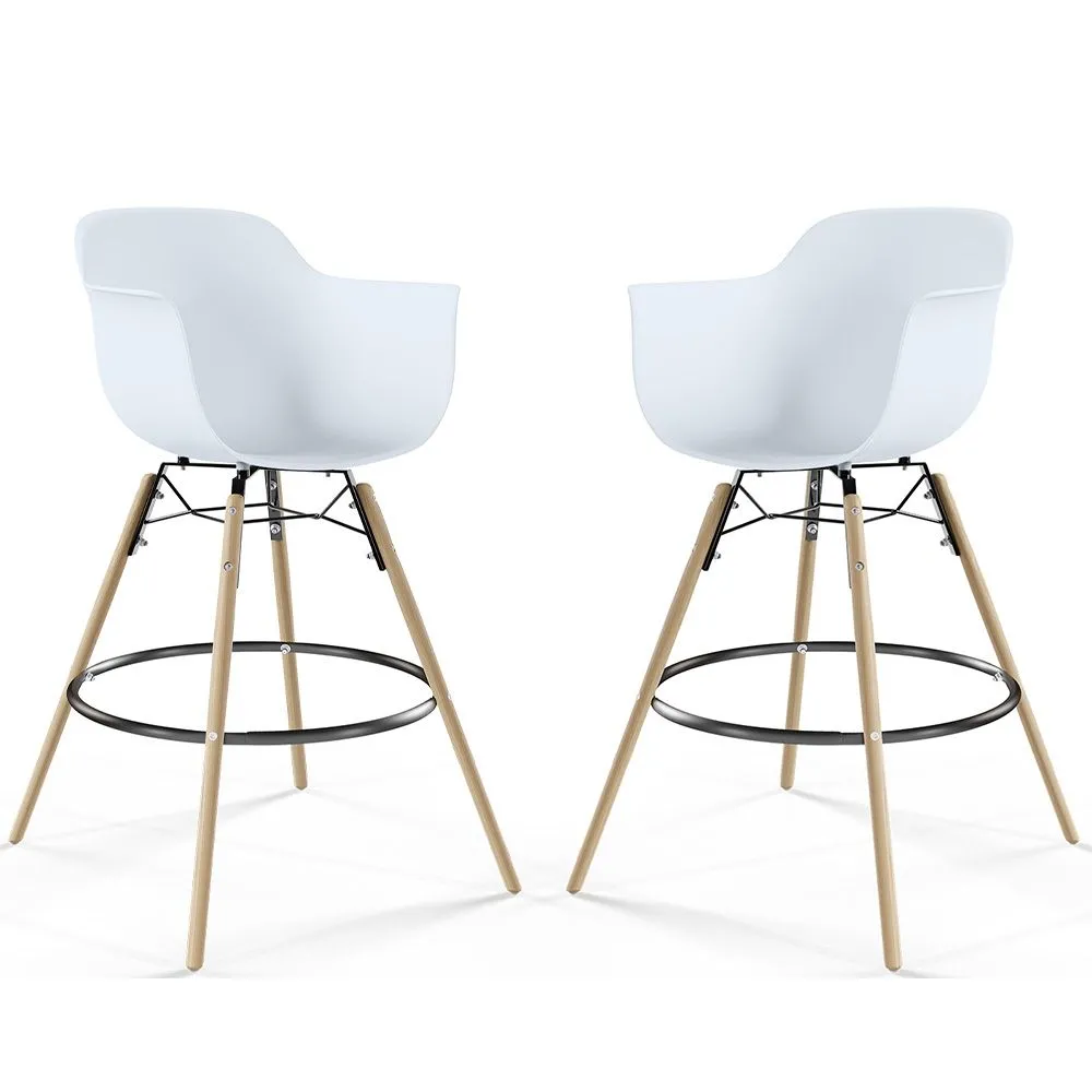 Banco de Bar - Design Escandinavo - Pernas de Madeira - Pack de 2 - Nordika image 8