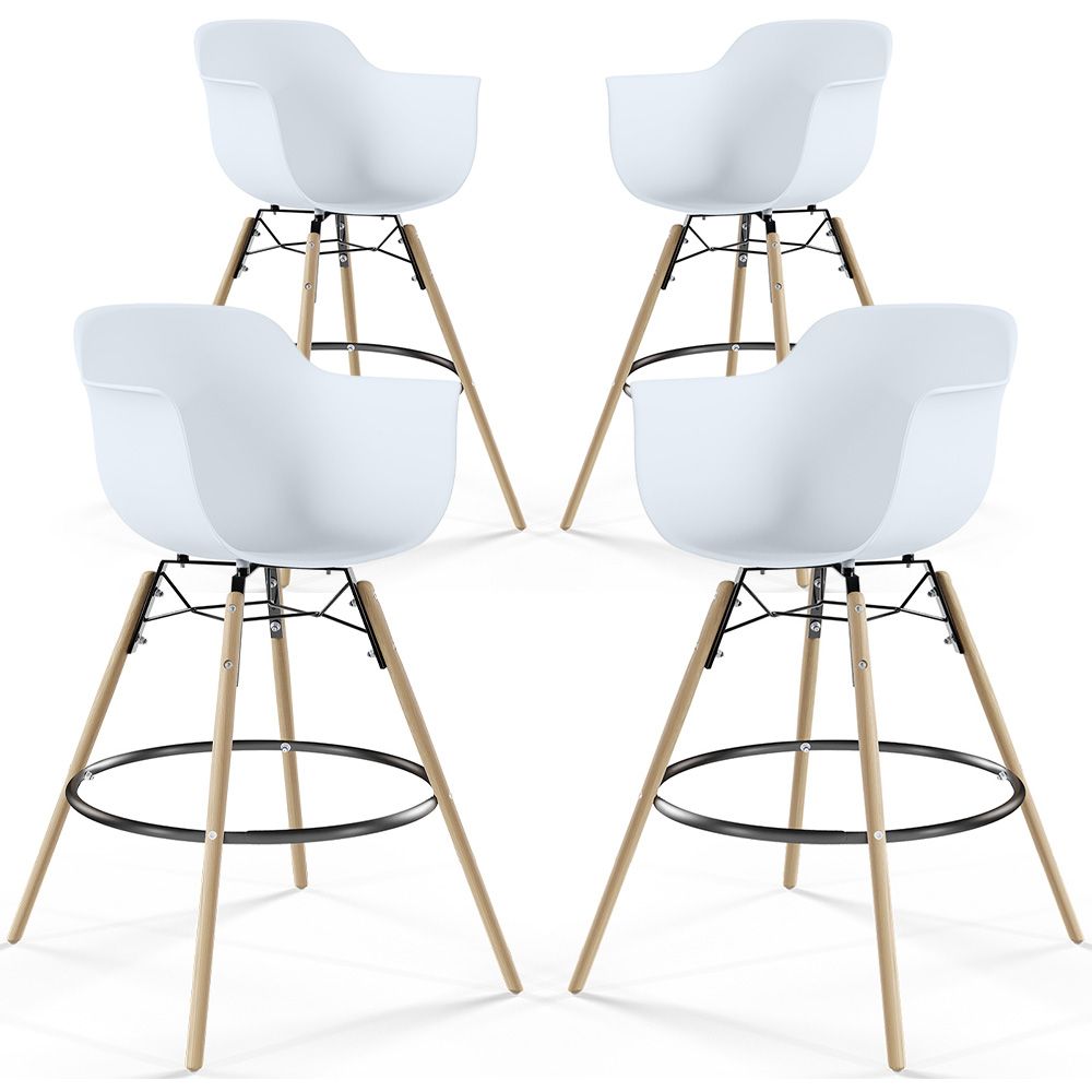 Banco de Bar - Design Escandinavo - Pernas de Madeira - Pack de 4 - Nordika image 8