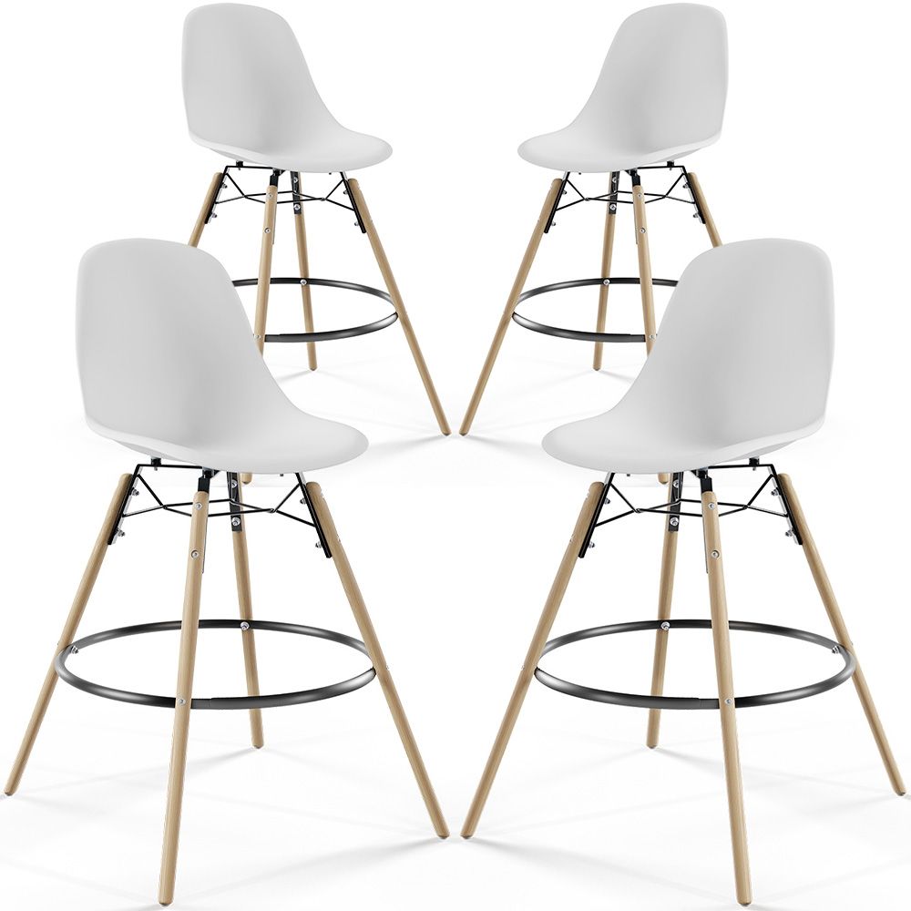 Bancos de Bar - Design Escandinavo - Pernas de Madeira - Pack de 4 - Skögur image 8