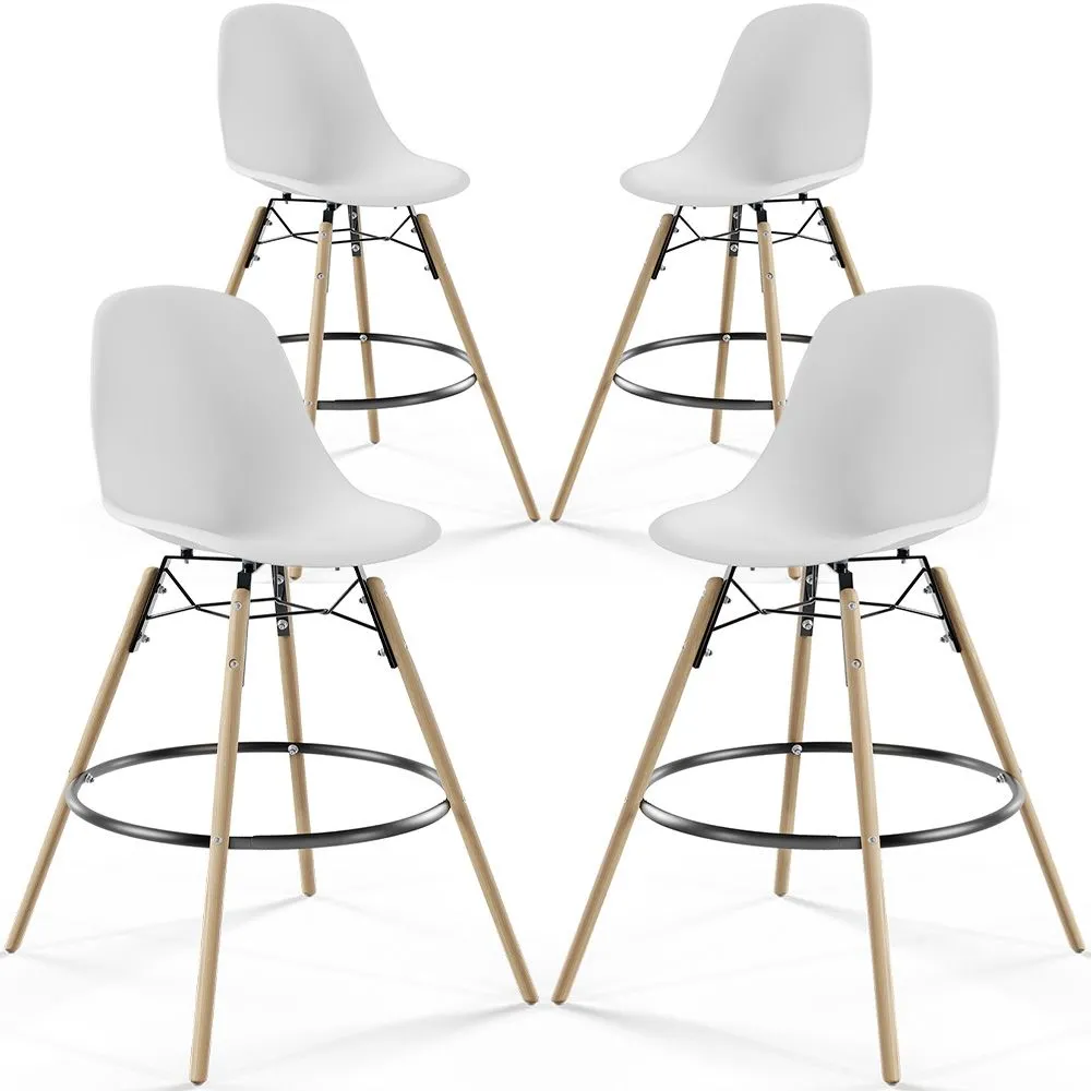 Bancos de Bar - Design Escandinavo - Pernas de Madeira - Pack de 4 - Skögur image 8