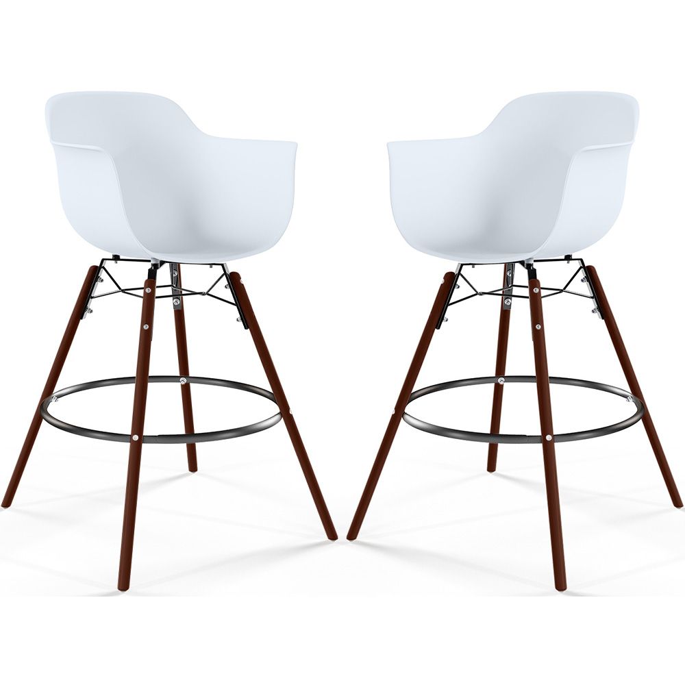 Bancos de Bar - Design Escandinavo - Pernas de Madeira Escura - Pack de 2 - Nordika image 8