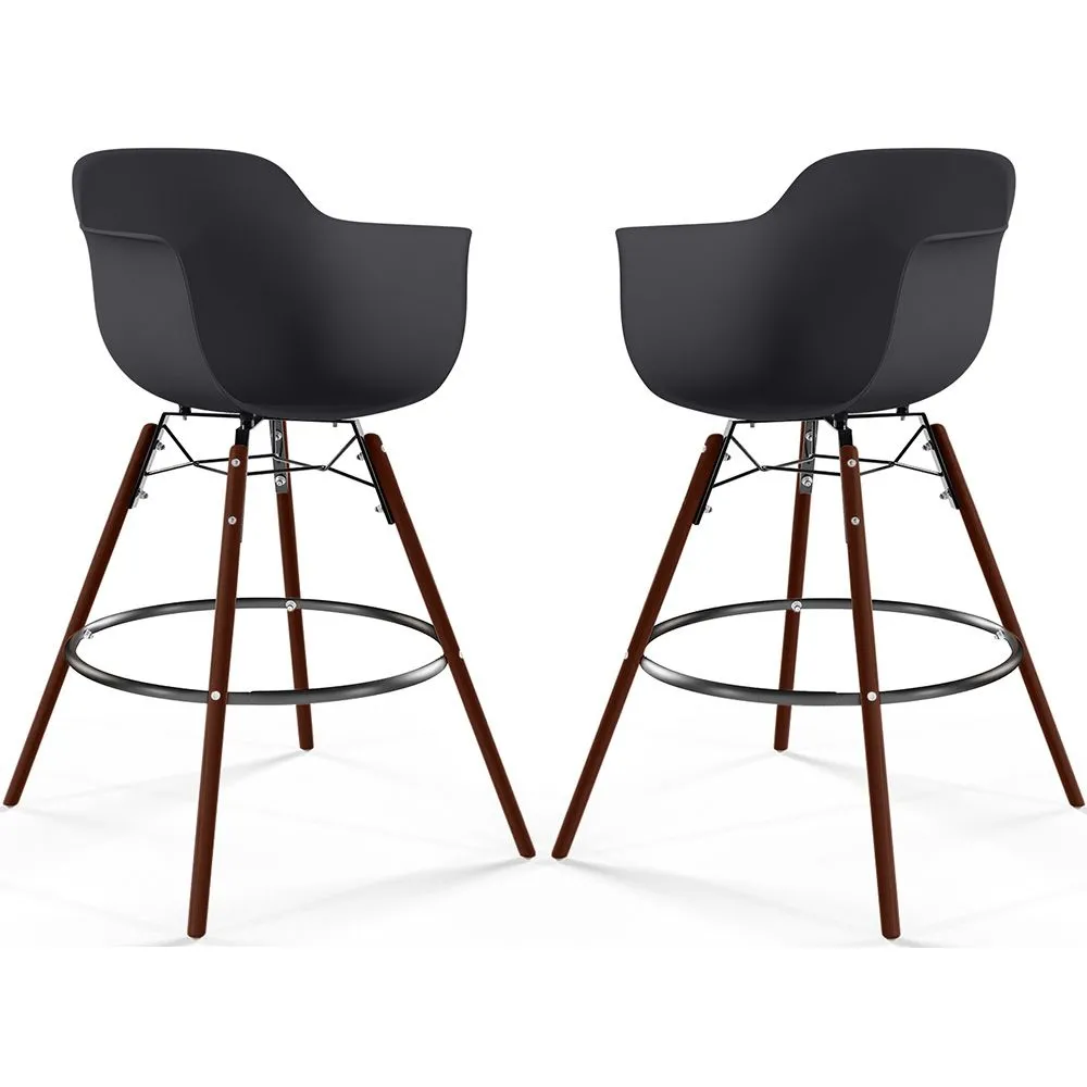 Bancos de Bar - Design Escandinavo - Pernas de Madeira Escura - Pack de 2 - Nordika image 8