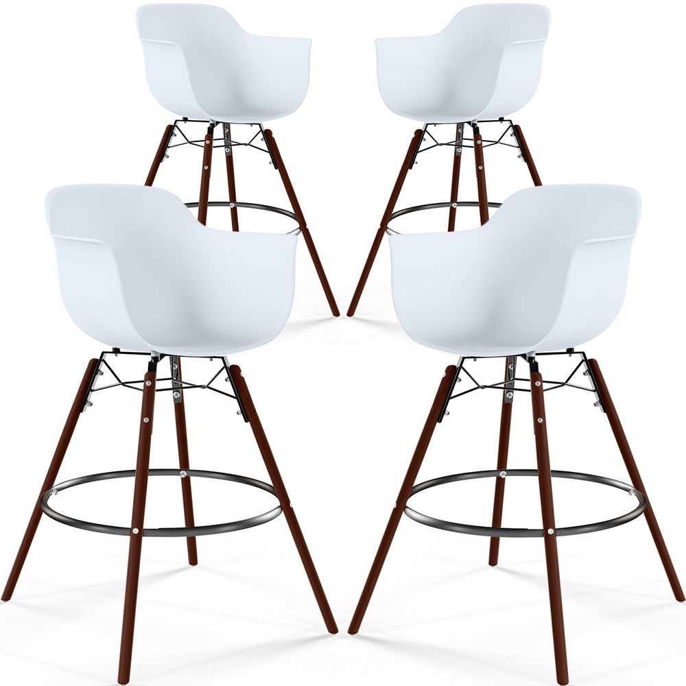 Bancos de Bar - Design Escandinavo - Pernas de Madeira Escura - Pack de 4 - Nordika image 8