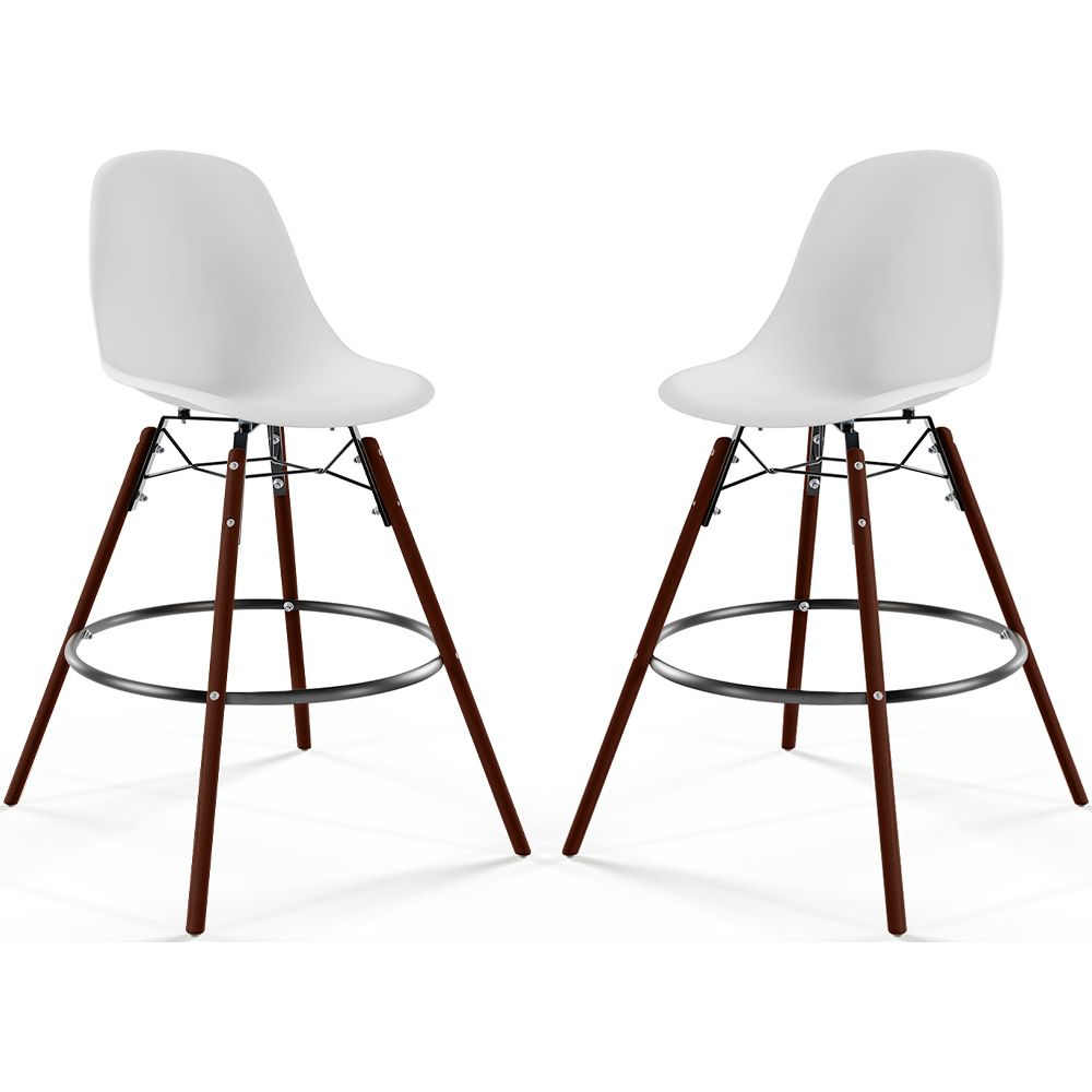 Bancos de Bar - Design Escandinavo - Pernas de Madeira Escura - Pack de 2 - Skögur image 8
