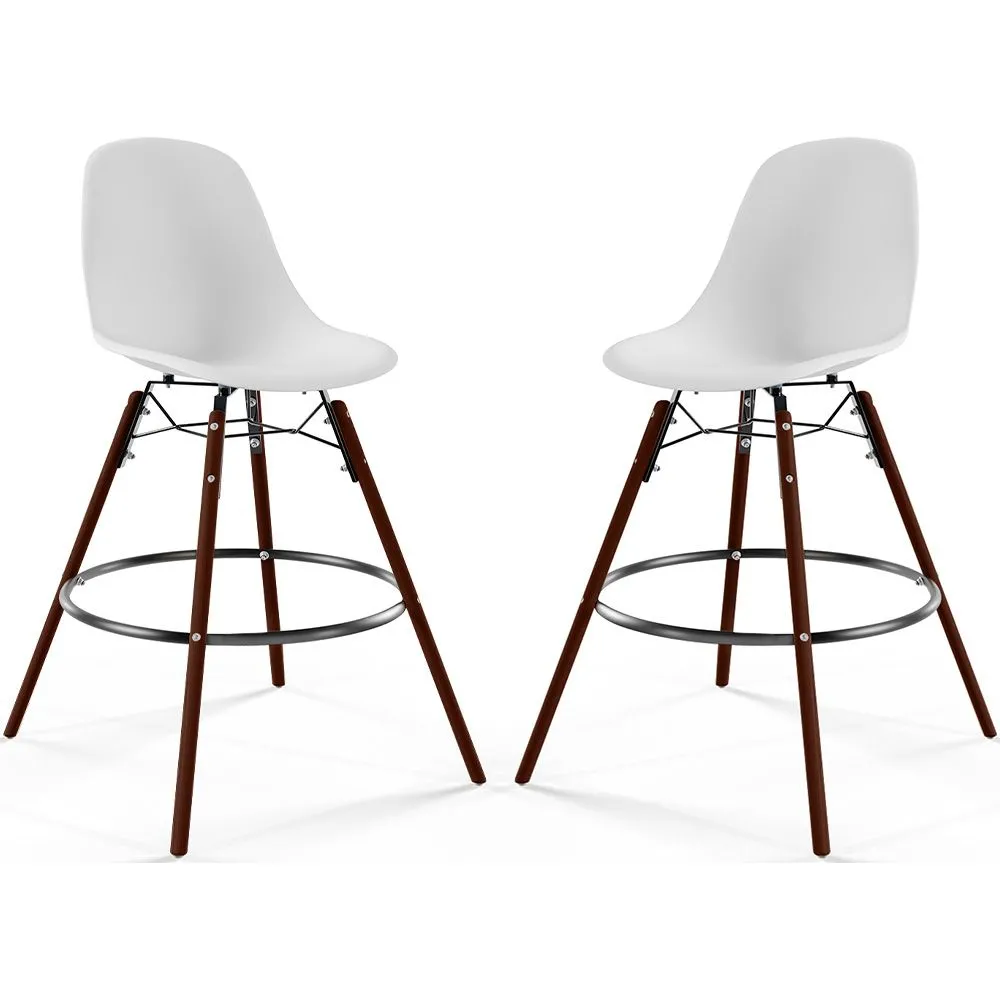 Bancos de Bar - Design Escandinavo - Pernas de Madeira Escura - Pack de 2 - Skögur image 8