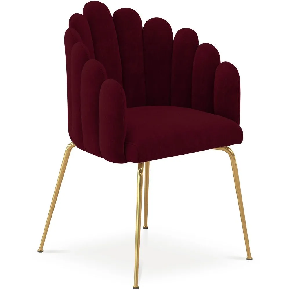 Cadeira de Jantar Glam Design Concha em Veludo - Pernas Douradas - Shell image 8