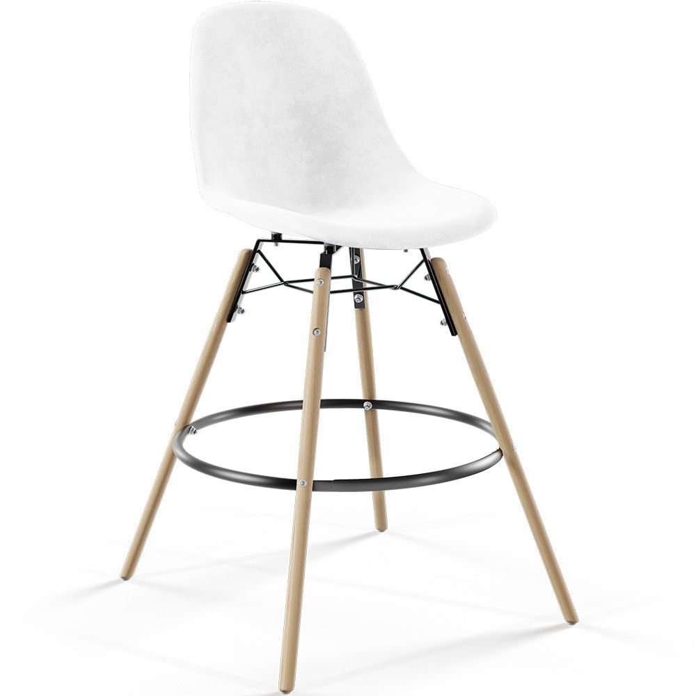 Banqueta de Bar em Veludo - Design Escandinavo e Pés de Madeira - Skögur image 8