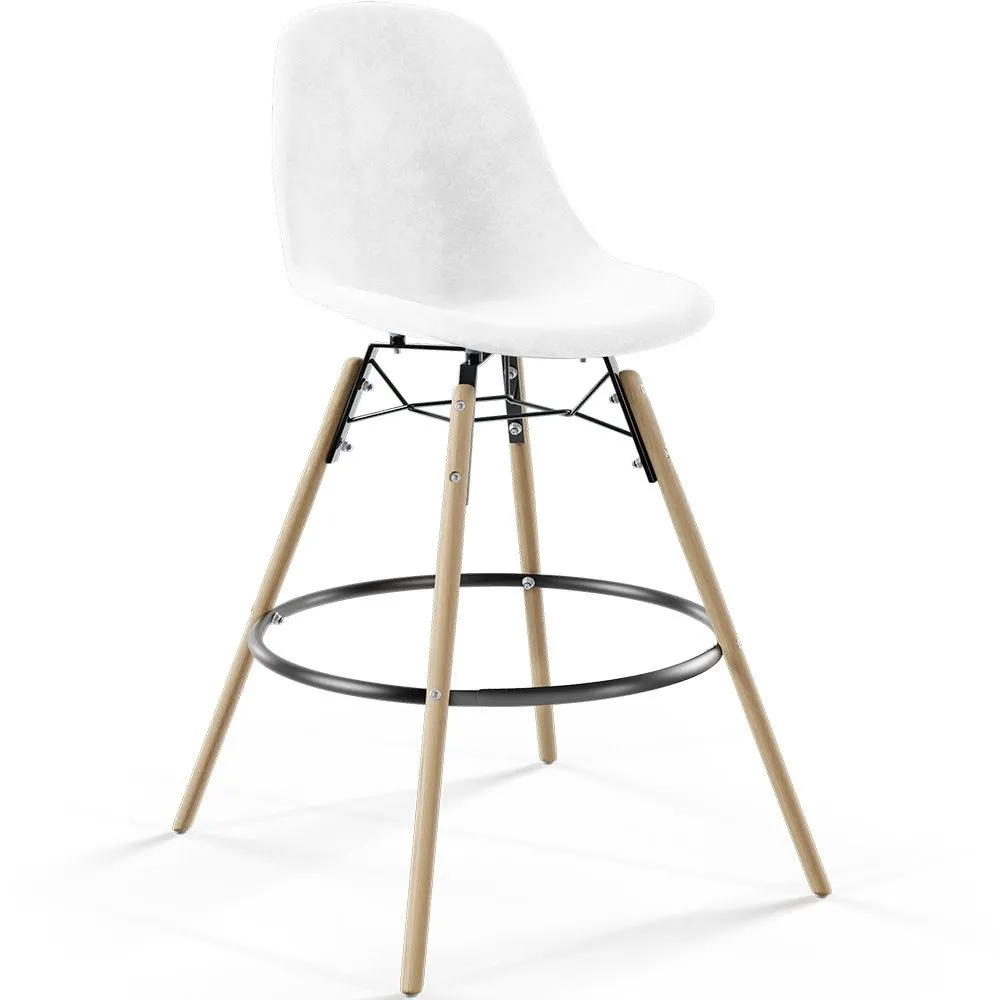 Banqueta de Bar em Veludo - Design Escandinavo e Pés de Madeira - Skögur image 8
