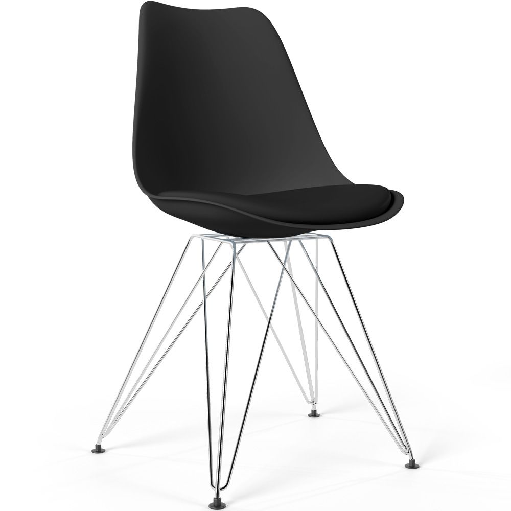 Cadeira de Jantar com Almofada - Design Escandinavo e Pernas de Metal Preto - Skögur image 8