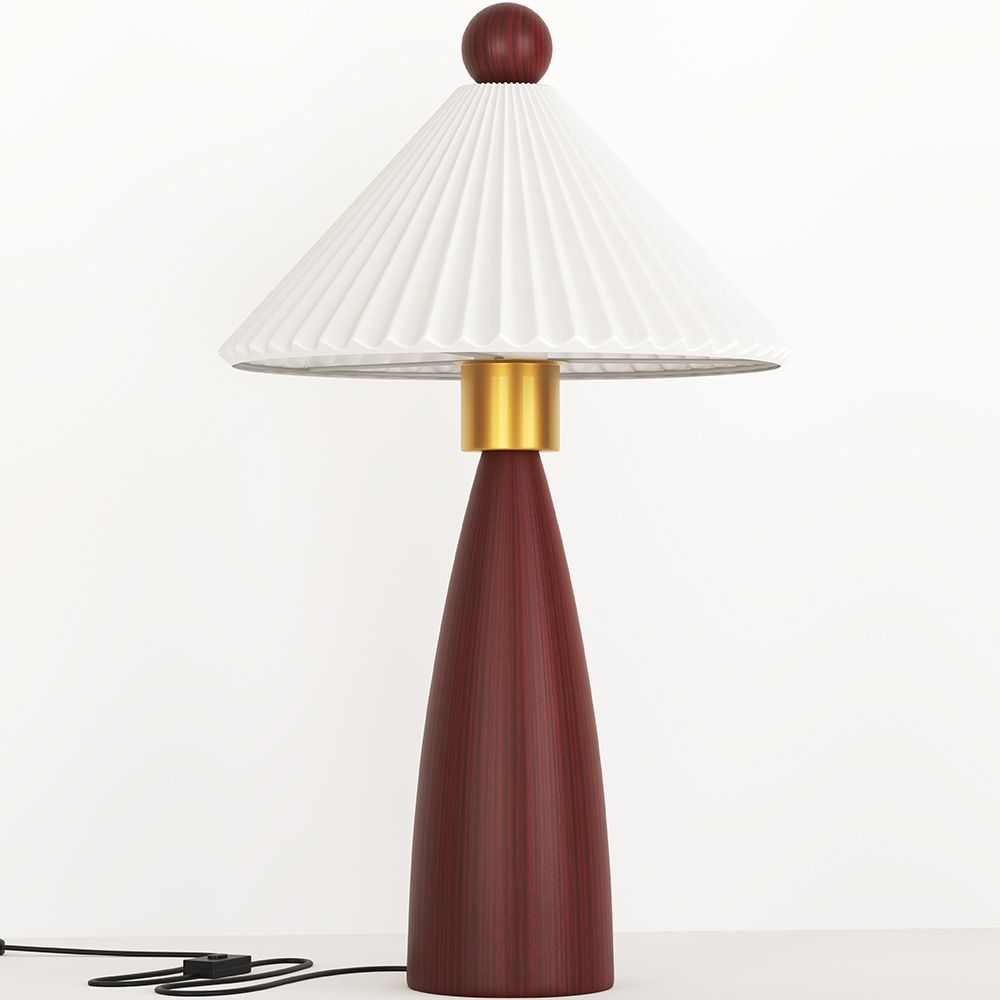 Candeeiro de mesa com base em madeira e abat-jour em cimento branco - Ambiana image 8