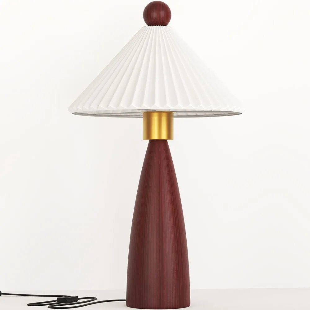 Candeeiro de mesa com base em madeira e abat-jour em cimento branco - Ambiana image 8