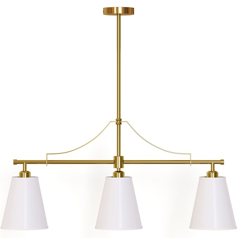 Candeeiro de Teto Suspenso em Metal Dourado Envelhecido com 3 Abat-jours - Bubles image 8