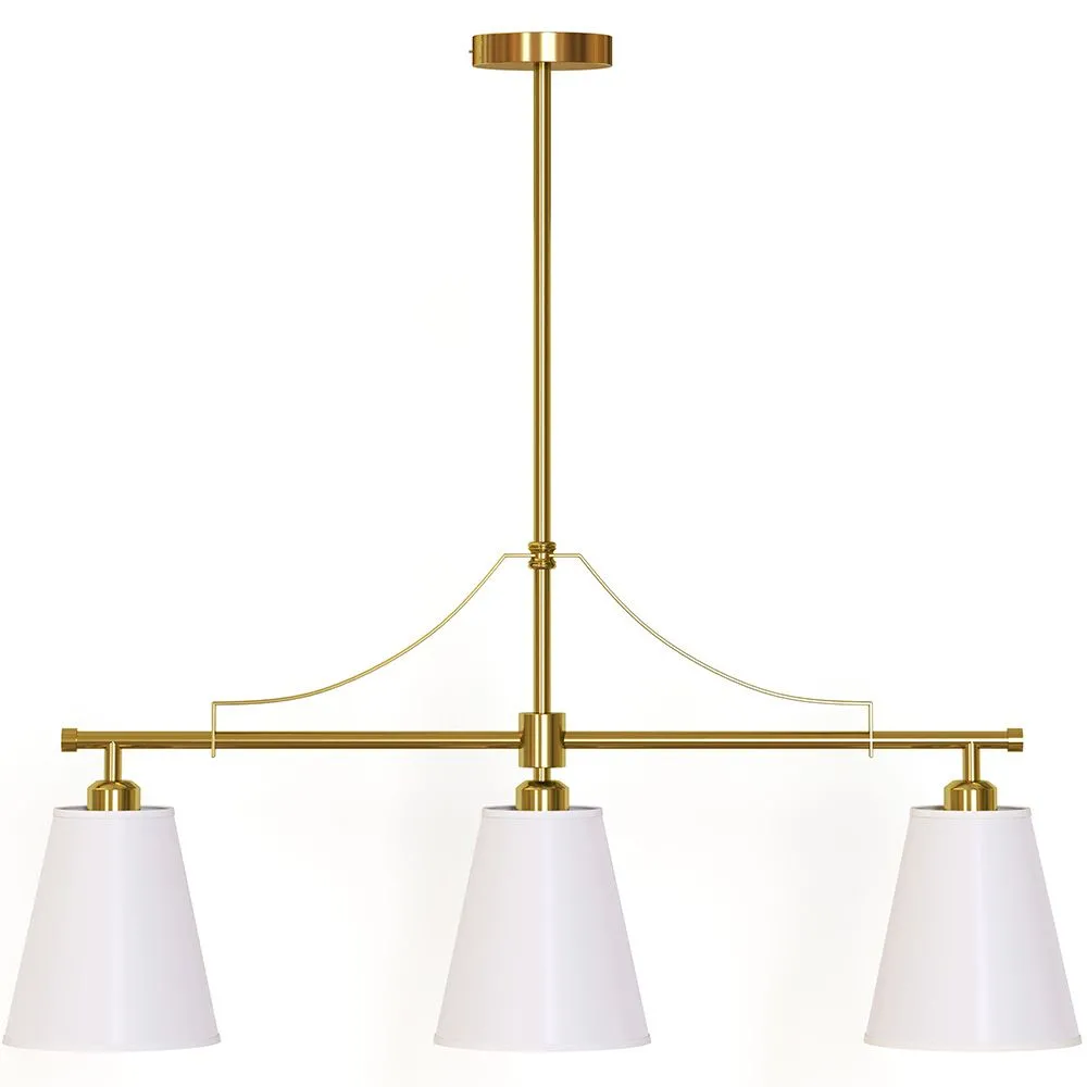 Candeeiro de Teto Suspenso em Metal Dourado Envelhecido com 3 Abat-jours - Bubles image 8