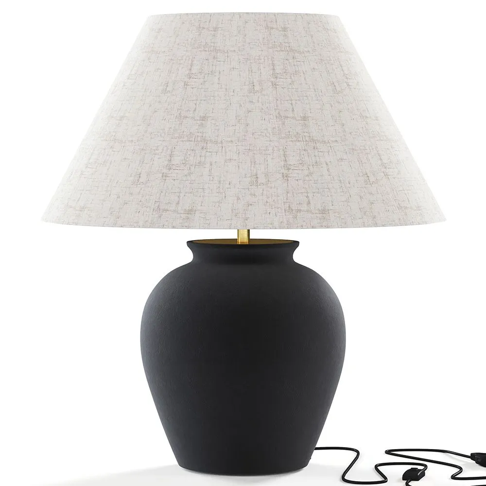 Candeeiro de Mesa Vintage - Base Cerâmica e Abat-jour em Tecido - Luno image 8