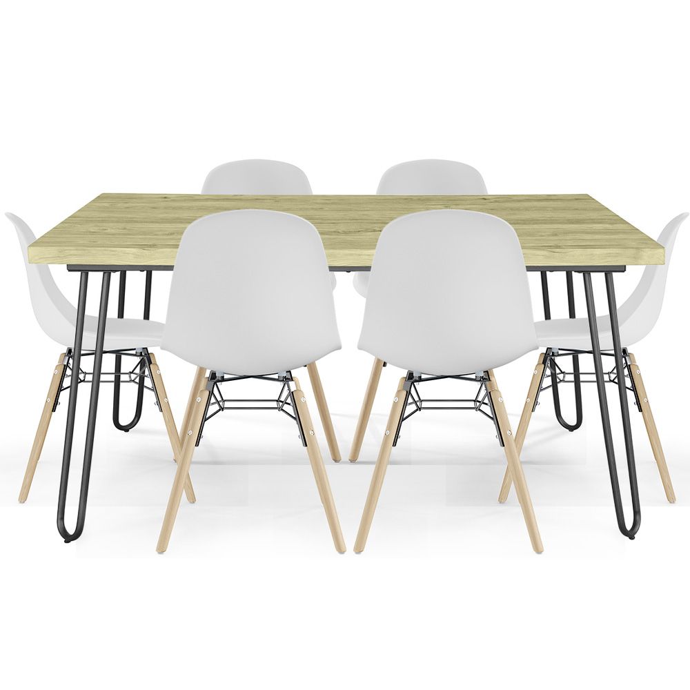 Pack Mesa Hairpin (90x150 cm) + 6 Cadeiras de Jantar Nórdicas Skögur image 8