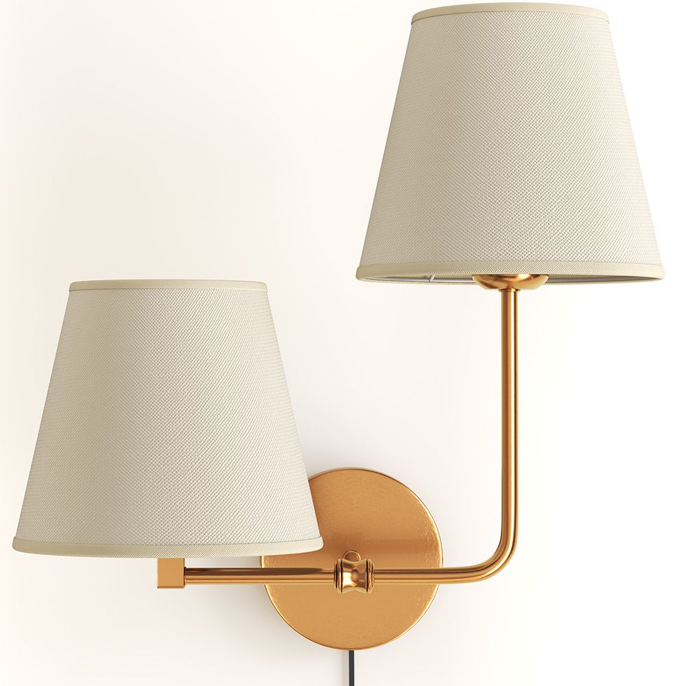 Candeeiro de parede dourado com cabo e dois abat-jours - Bretaña image 8