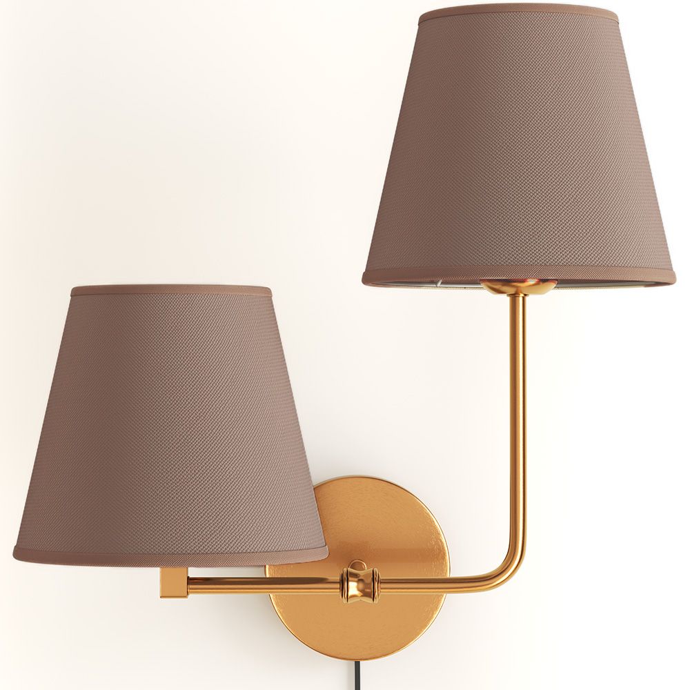 Candeeiro de parede dourado com cabo e dois abat-jours - Bretaña image 8