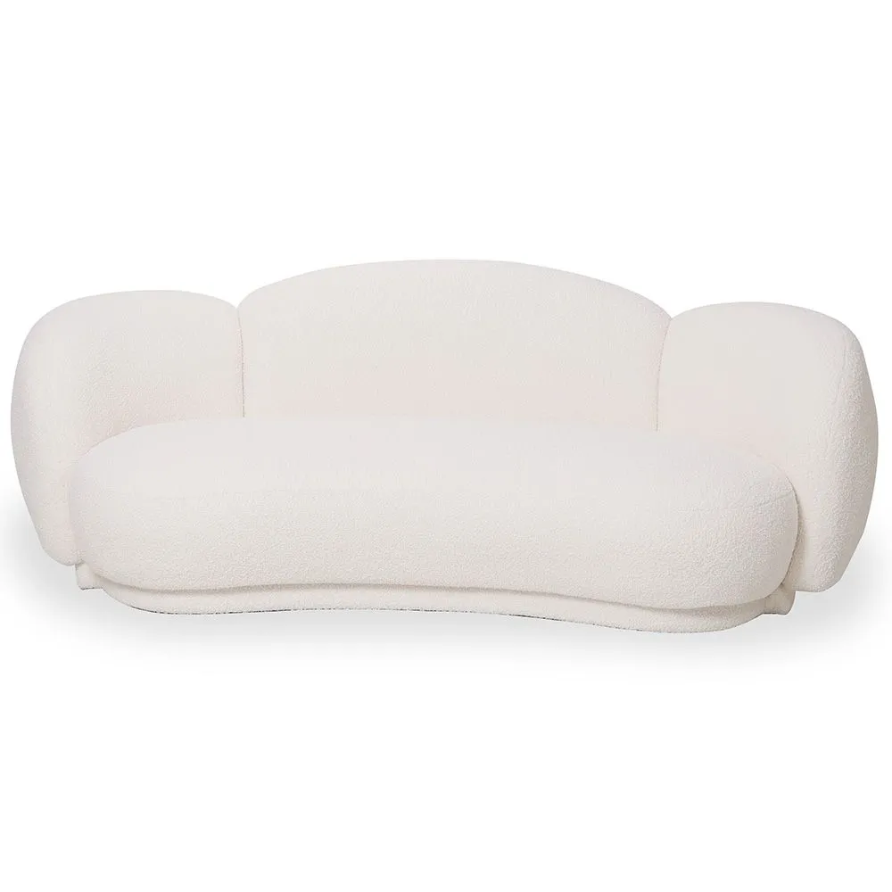 Sofá Curvo Estofado Em Bouclé Branco – Design Moderno E Elegante - Sorela image 8