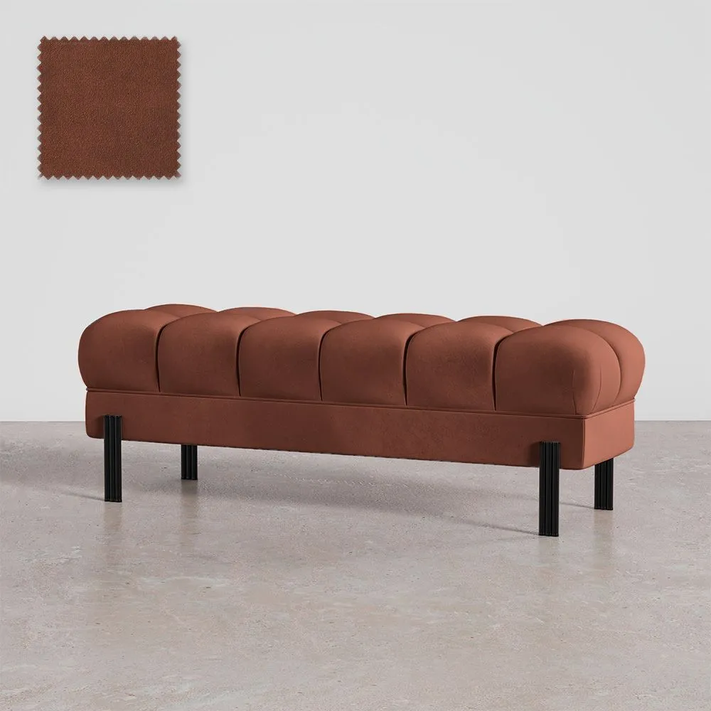 Banco Estilo Chesterfield Estofado Em Veludo Com Pernas De Ferro - Hamptons image 8