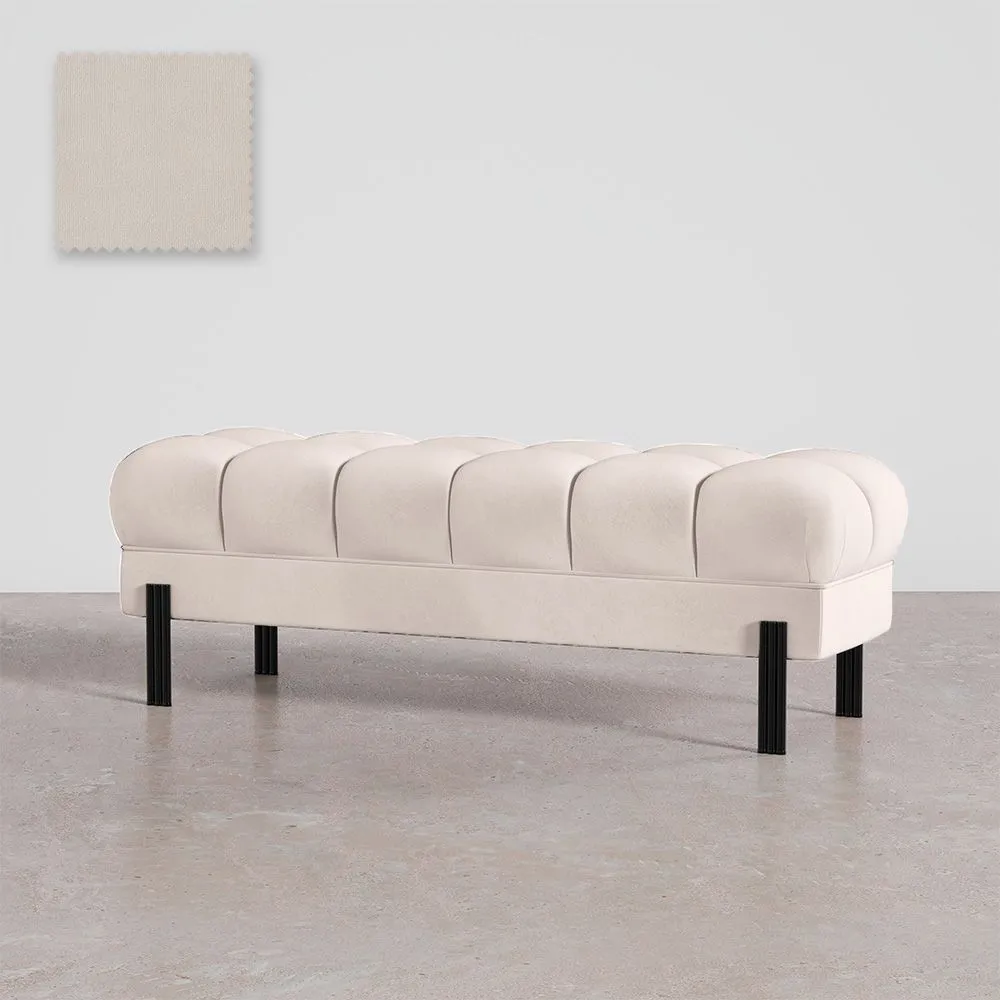 Banco Estilo Chesterfield Estofado Em Veludo Com Pernas De Ferro - Hamptons image 8