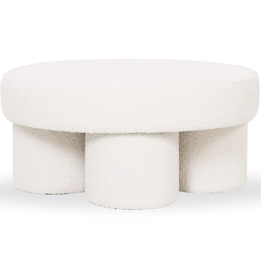 Ottoman De Design Em Bouclé Branco – Mesa De Centro Moderna - Sera image 8