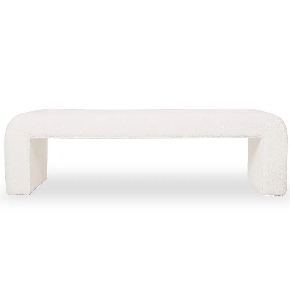 Banco Estofado Em Tecido Bouclé Branco - Moderno Elegante Minimalista - Karla image 8
