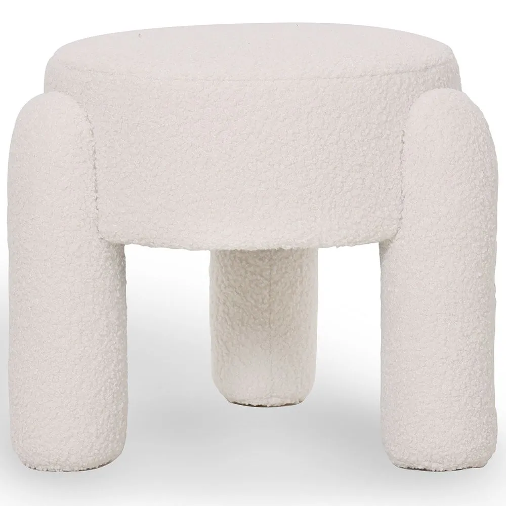 Banco Estofado Em Tecido Bouclé Branco Sujo – Assento Moderno Para Sala E Quarto - Boreta image 8