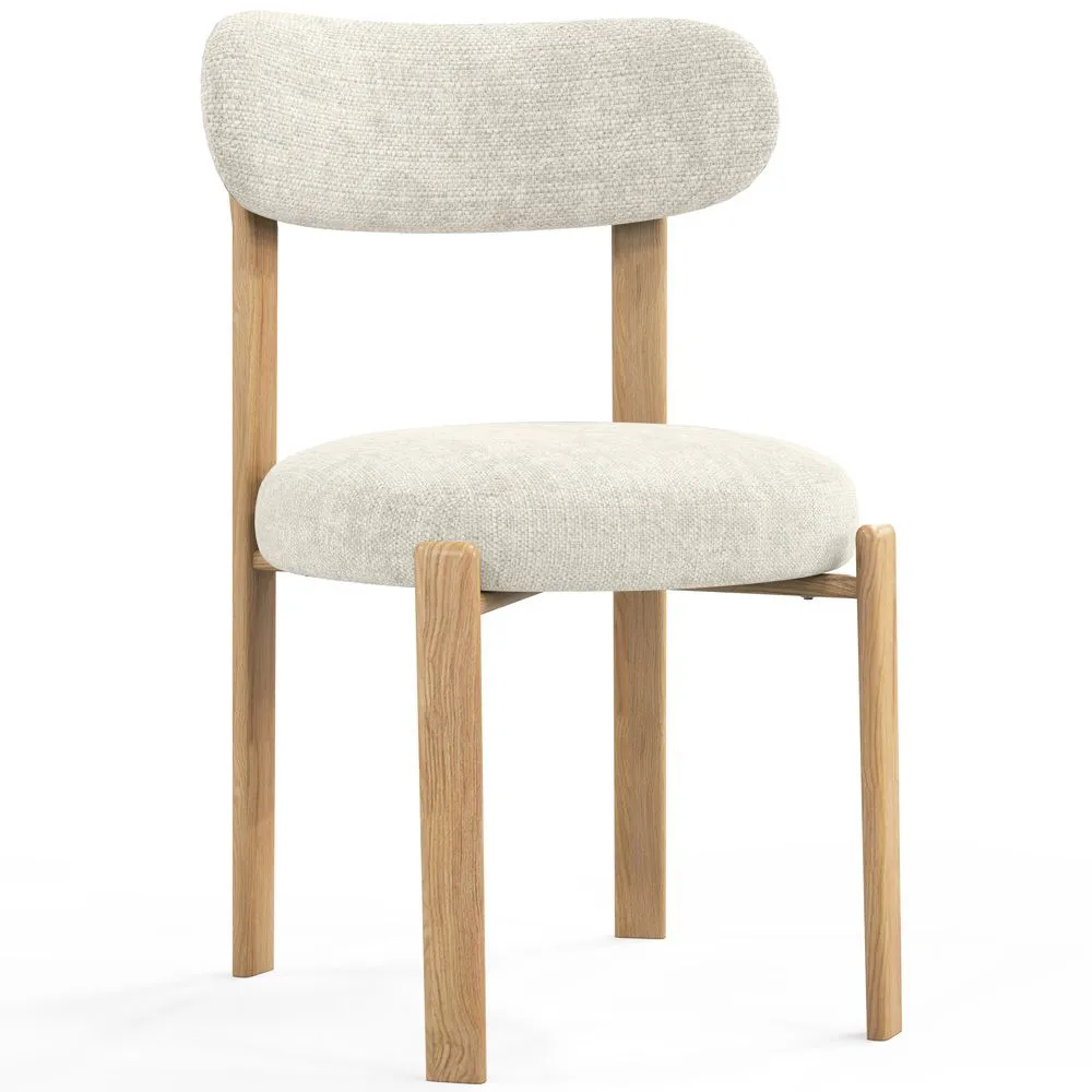 Cadeira de jantar Estofada em chenille - Pernas com efeito de carvalho - Design ergonômico e moderno - Okare image 8