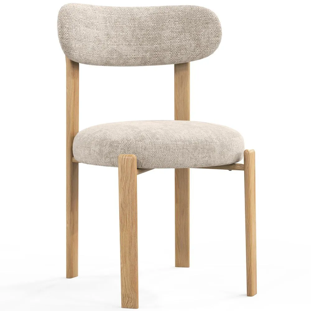 Cadeira de jantar Estofada em chenille - Pernas com efeito de carvalho - Design ergonômico e moderno - Okare image 8