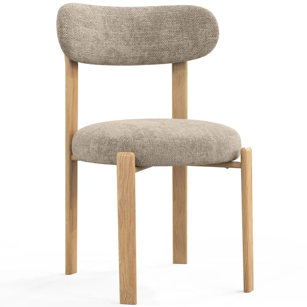 Cadeira de jantar Estofada em chenille - Pernas com efeito de carvalho - Design ergonômico e moderno - Okare image 8