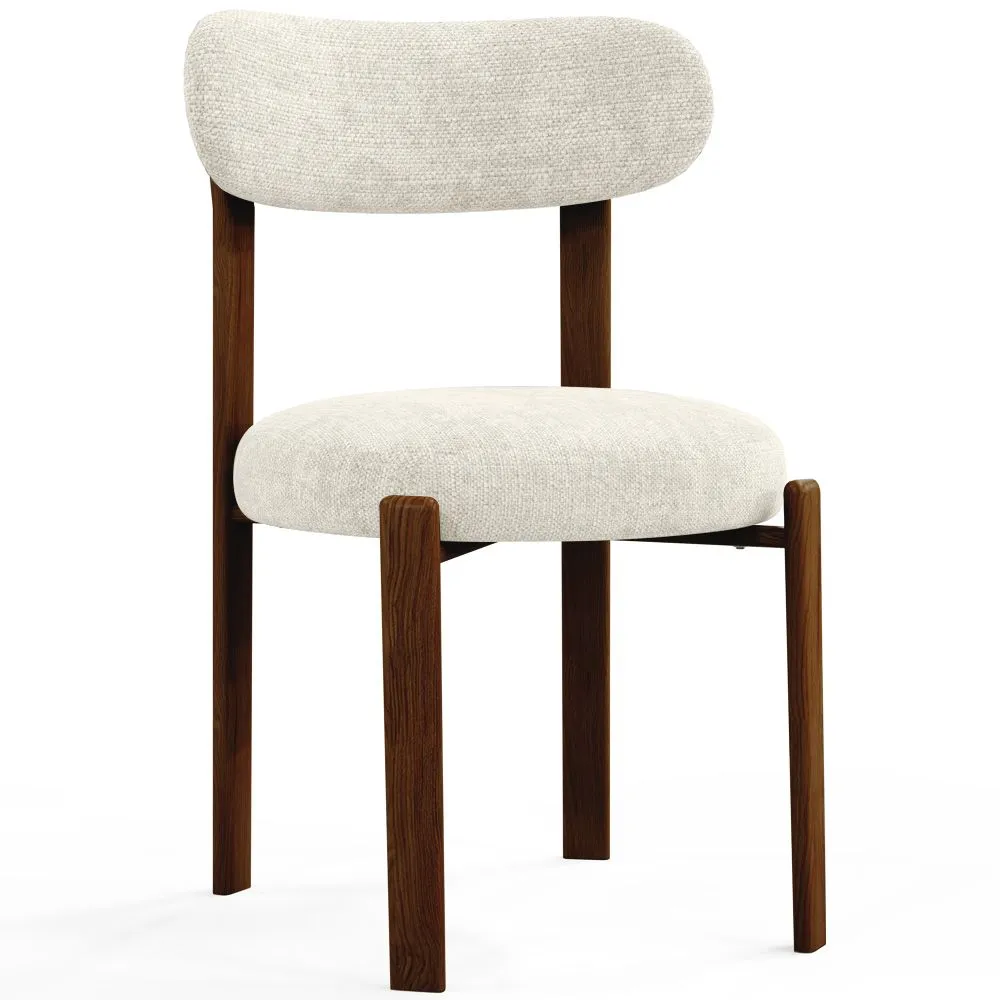 Cadeira de jantar estofada em Chenille – Pernas com efeito de madeira escura – Design ergonômico e moderno – Okare image 8