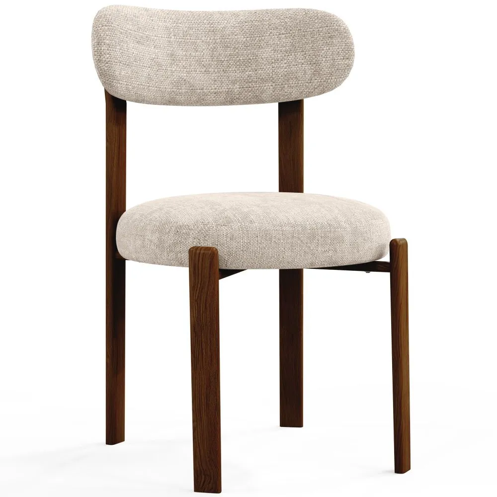 Cadeira de jantar estofada em Chenille – Pernas com efeito de madeira escura – Design ergonômico e moderno – Okare image 8