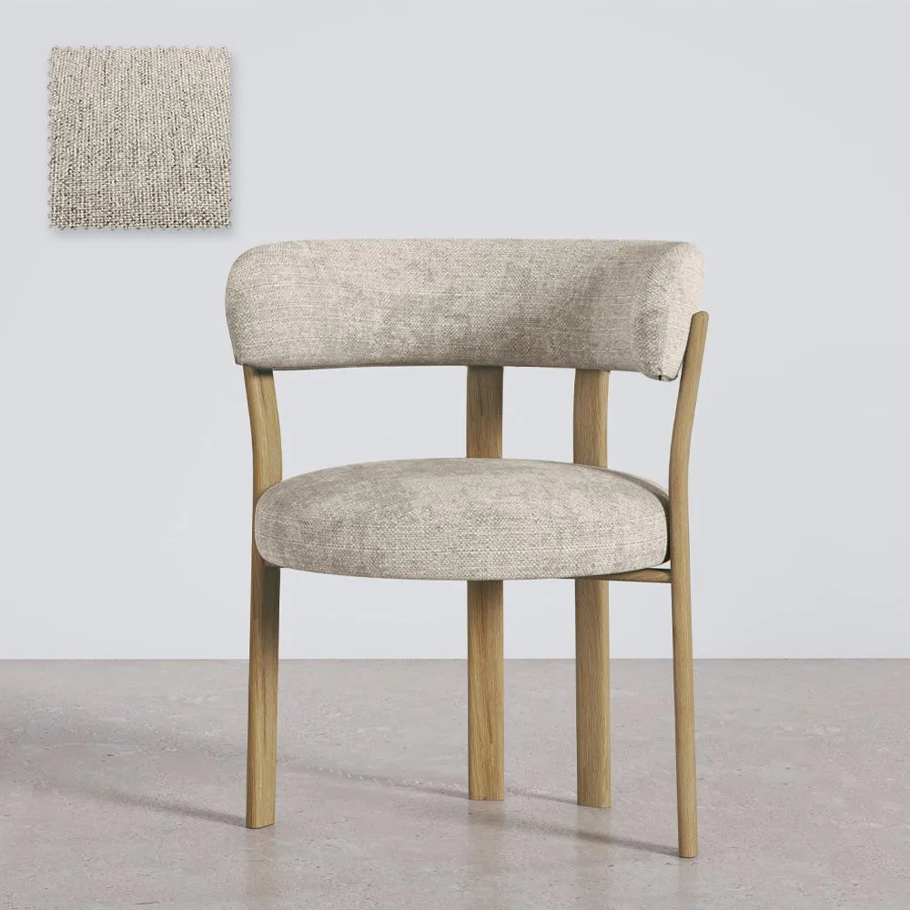 Poltrona de sala de estar com apoios de braços estofada em Chenille – Pernas com efeito de Carvalho – Design ergonômico e moderno – Okare image 8
