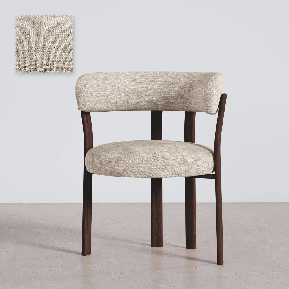 Poltrona de sala de estar com apoios de braços estofada em Chenille – Pés com efeito de madeira escura – Design ergonômico e moderno – Okare image 8