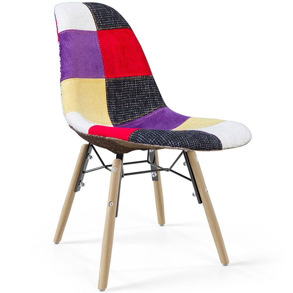 Cadeira de Jantar - Estofo Patchwork - Design Escandinavo e Pernas de Madeira - Skögur image 8