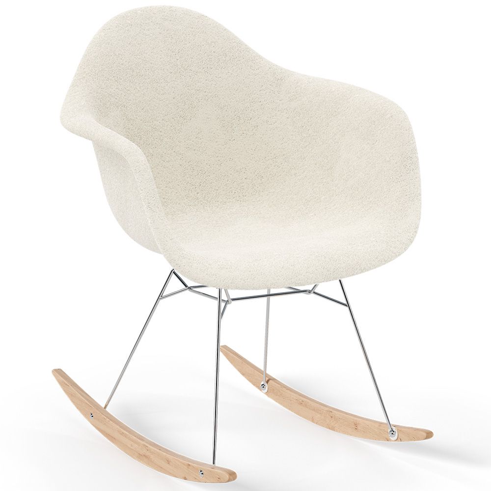 Cadeira de Balanço Bouclé com Braços – Design Escandinavo com Aço e Madeira - Nordika image 8