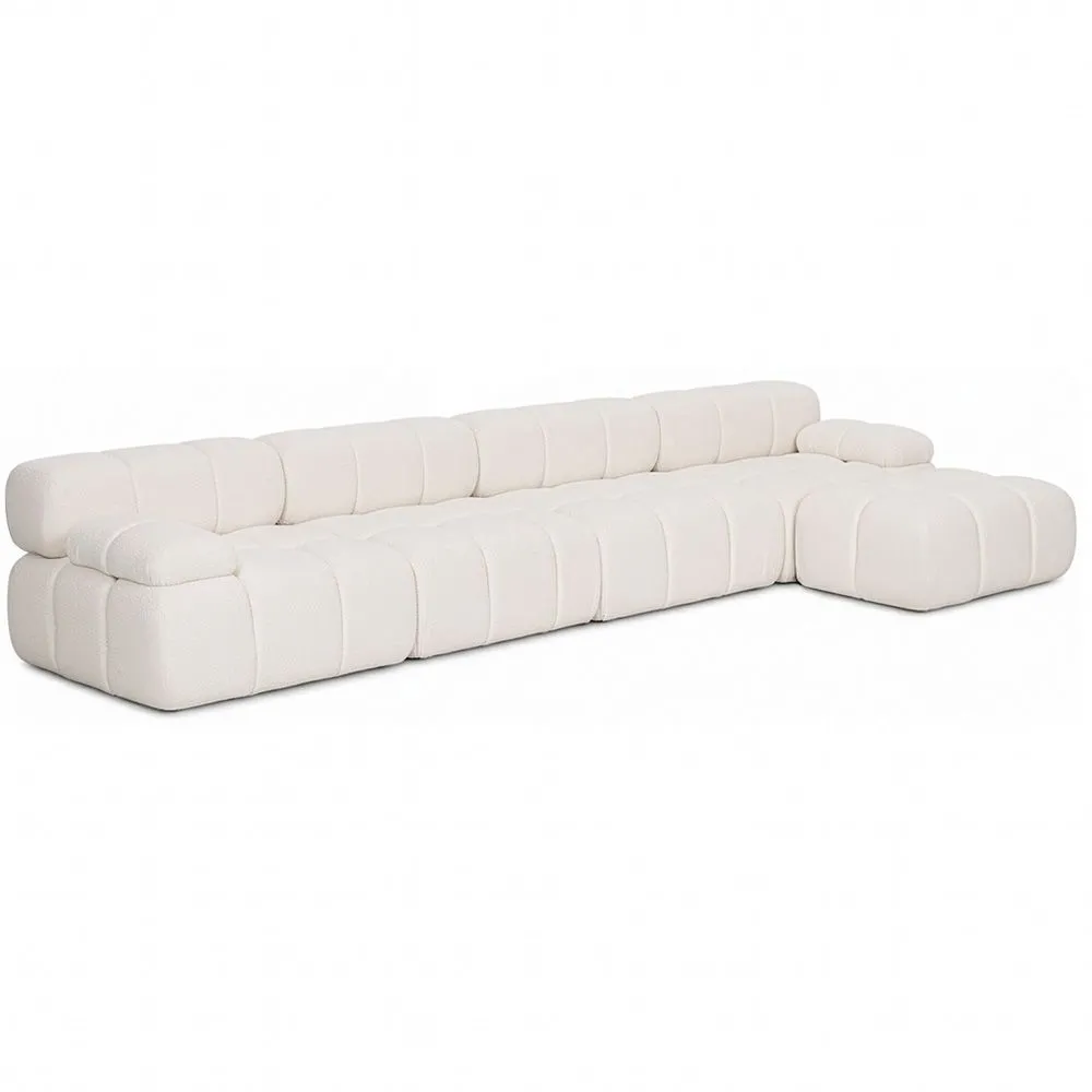 Sofá Modular Chaise Longue Estofado em Tecido Bouclé - 4/5 lugares - Bianca image 8