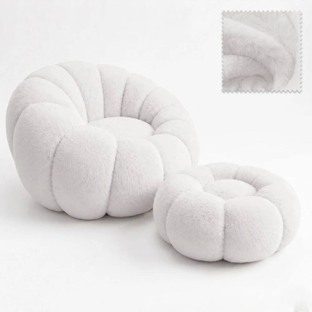 Poltrona com Pufe Estofada – Tecido Macio – Rubi image 8