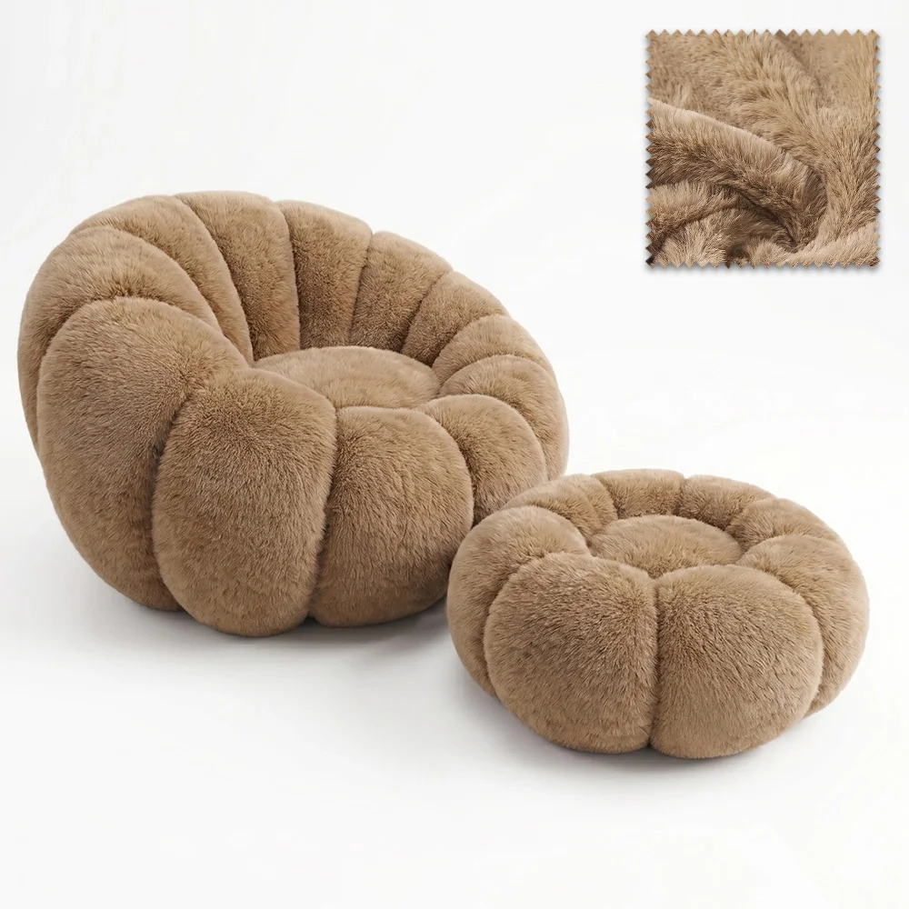 Poltrona com Pufe Estofada – Tecido Macio – Rubi image 8