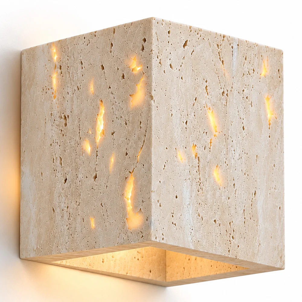 Aplique de Parede – Arandela Quadrada de Travertino – Violette image 8