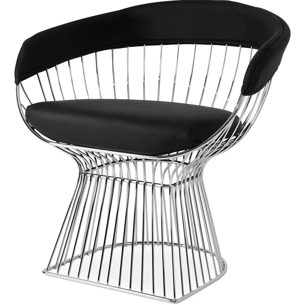 Cadeira de jantar com braços - Couro e metal - Barrel image 8