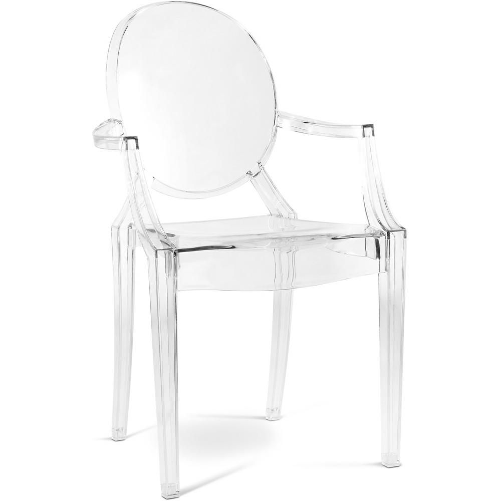 Cadeira de jantar transparente - Design com apoio de braços - Louis XIV image 8