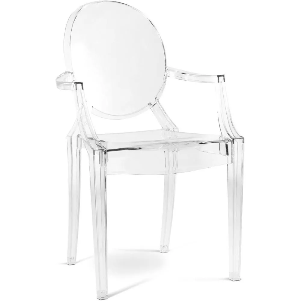 Cadeira de jantar transparente - Design com apoio de braços - Louis XIV image 8