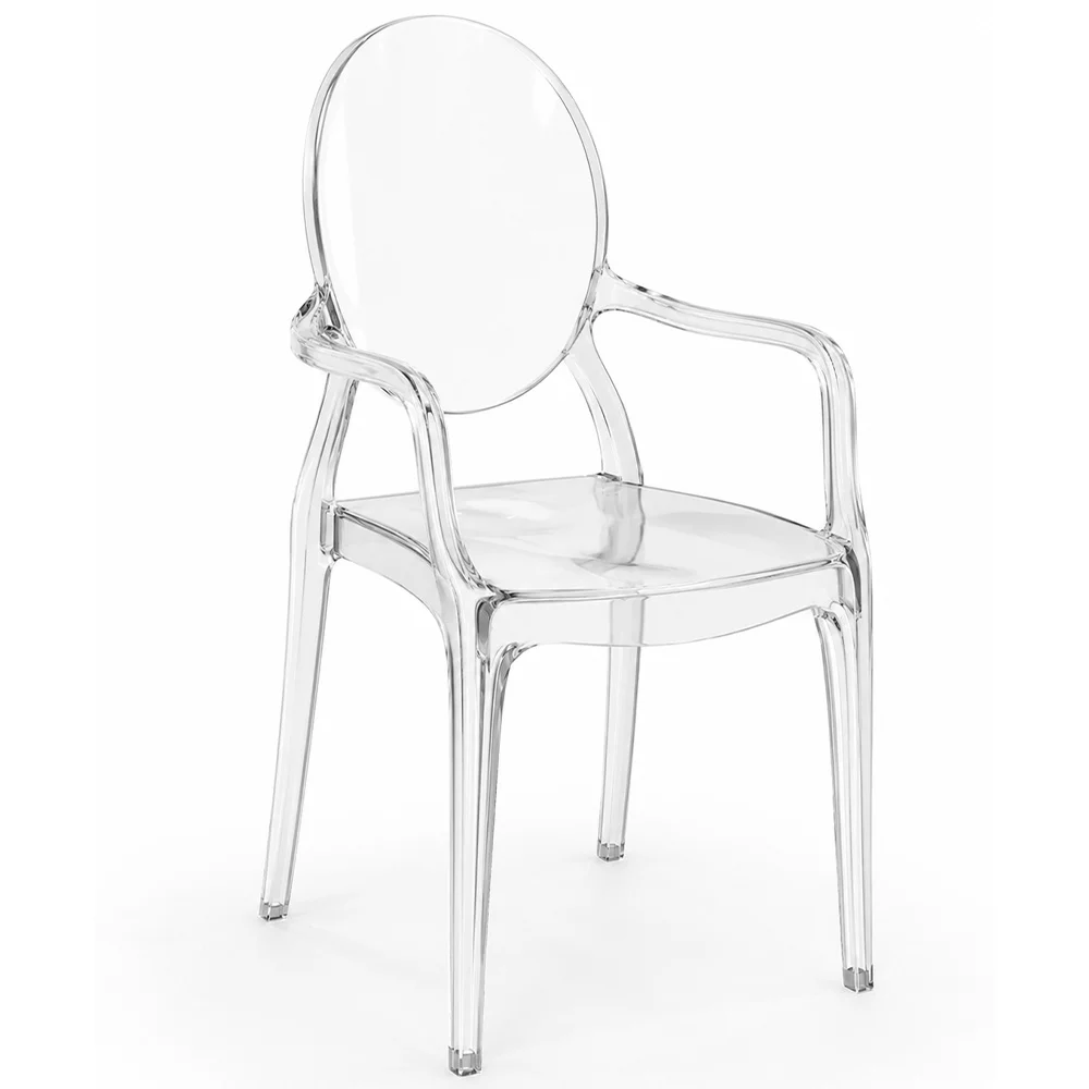 Cadeira de jantar transparente - Design com apoio de braços - Louis XIV image 8