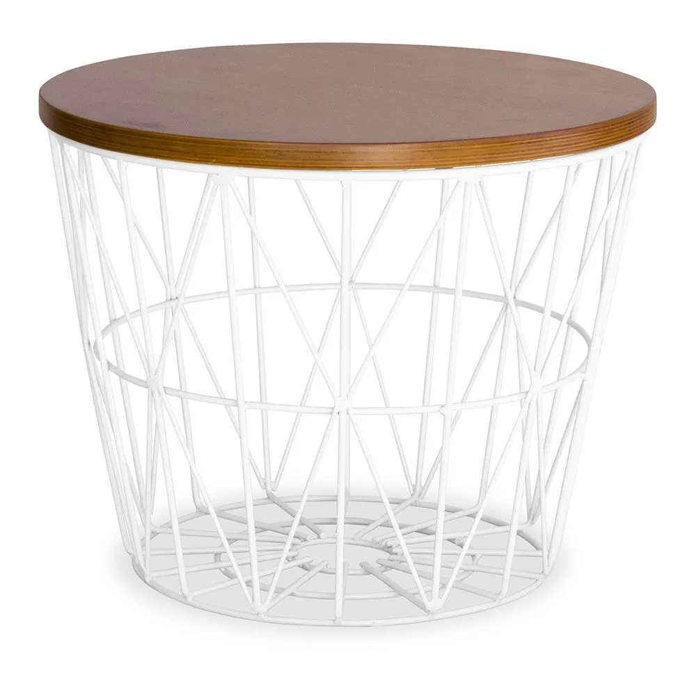 Mesa lateral redonda - Design industrial - Madeira e metal - Basker image 8