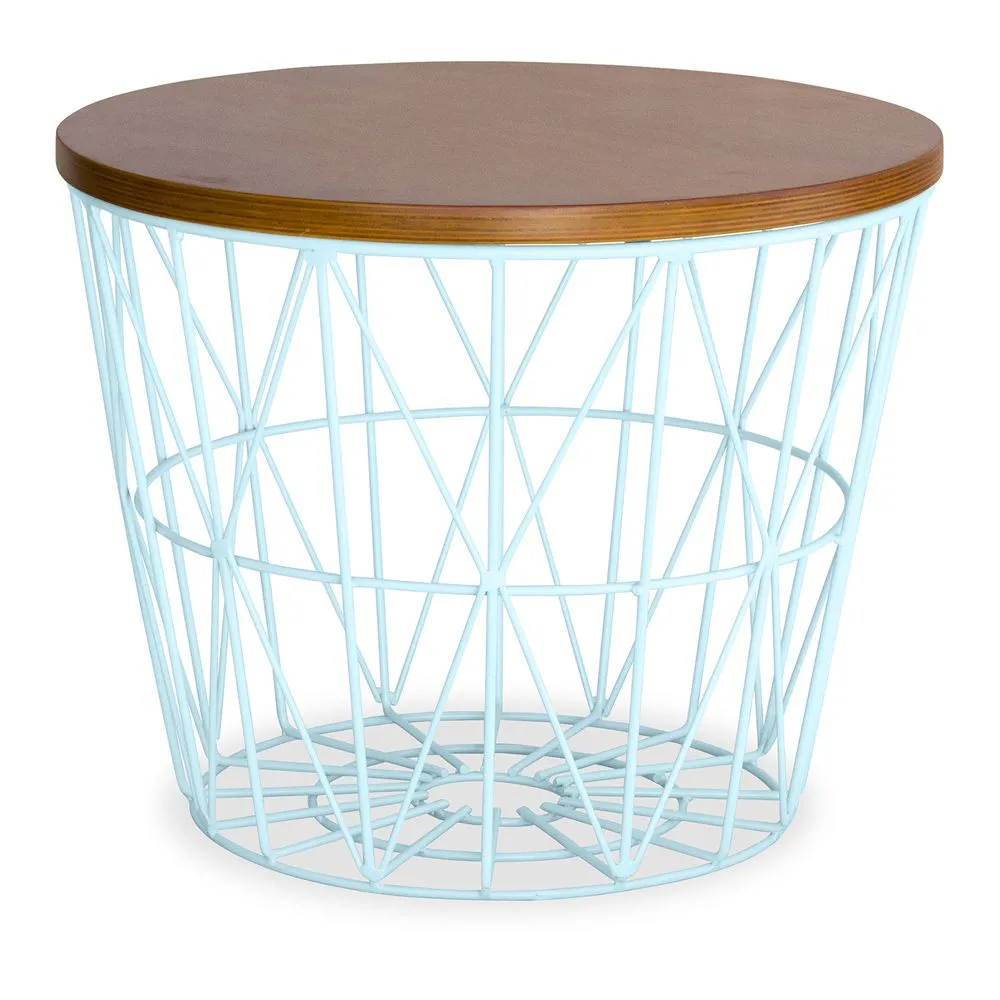 Mesa lateral redonda - Design industrial - Madeira e metal - Basker image 8