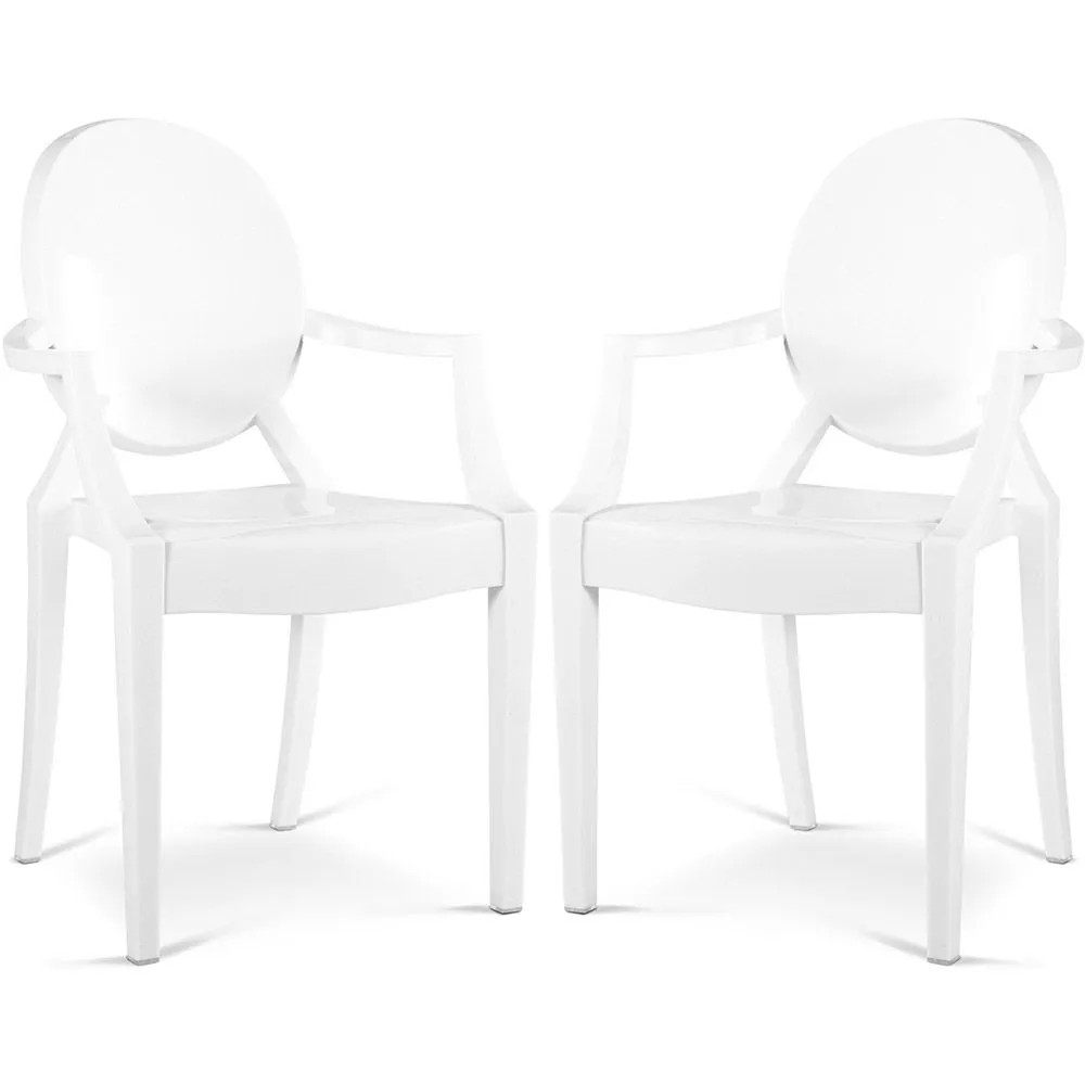 Pacote com 2 cadeiras de jantar transparentes - Design com apoio de braços - Louis XIV image 8