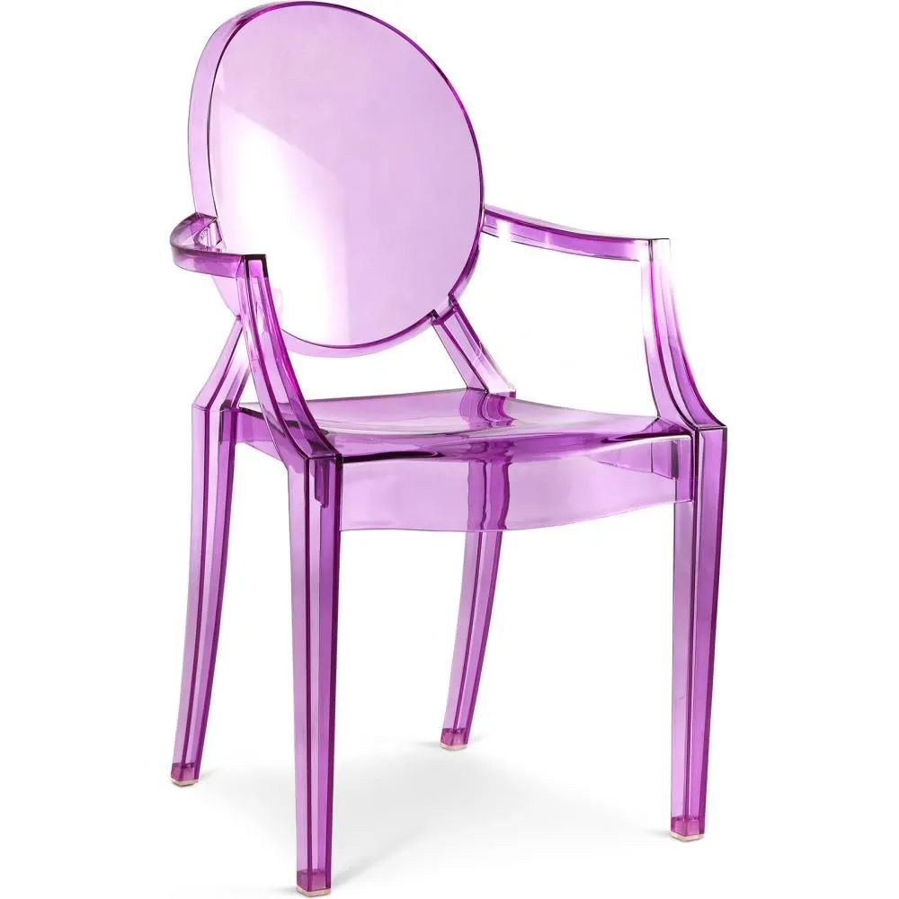 Cadeira de jantar transparente - Design com apoio de braços - Louis XIV image 8