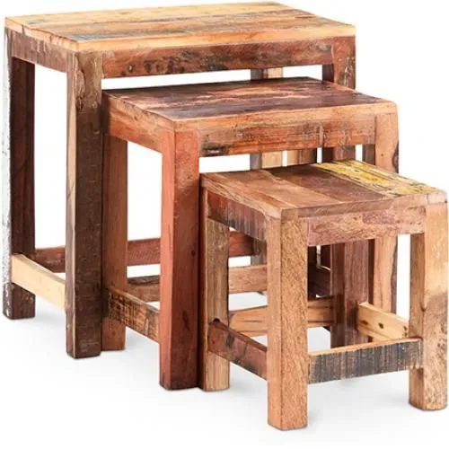 Pack de 3 mesas auxiliares apilables - Madera - Seaside image 8